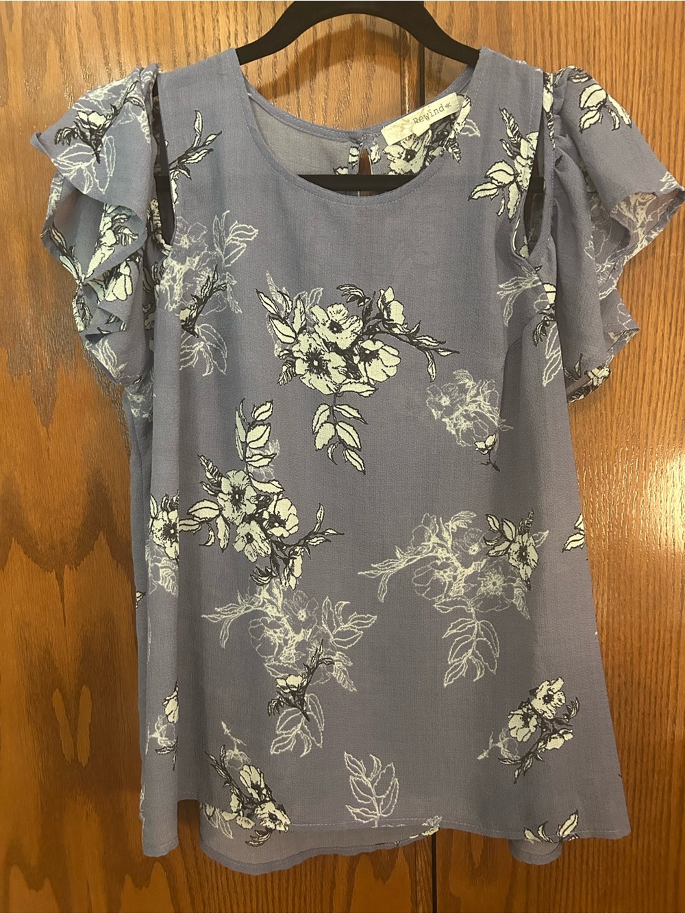 Rewind Lavender Floral Cold Shoulder Top